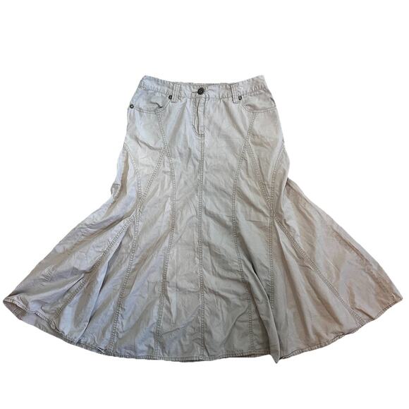 VTG Y2K Faded Glory Skirt 4/S Western‎ Flare Midi Khaki Rodeo Boho Denim Retro - Picture 1 of 5